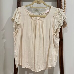 Lauren Conrad Eyelet Accent Blouse 🤍